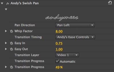 Swish Pan Controls
